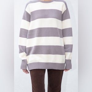 John Galt Striped Brianna Sweater Cream/Lavender